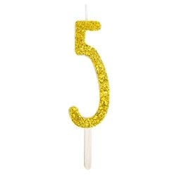 Variant – Number Candle - Gold Glitter Five