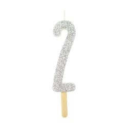Variant – Number Candle - Silver Glitter Two