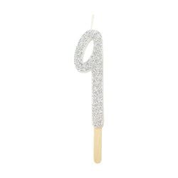 Variant – Number Candle - Silver Glitter Nine
