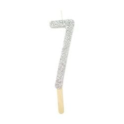 Variant – Number Candle - Silver Glitter Seven