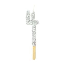 Variant – Number Candle - Silver Glitter Four