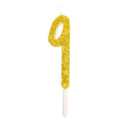 Variant – Number Candle - Gold Glitter Nine