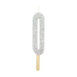 Variant – Number Candle - Silver Glitter Zero