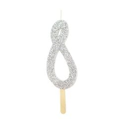 Variant – Number Candle - Silver Glitter Eight