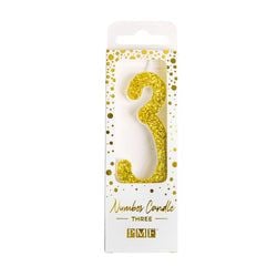 Variant – Number Candle - Gold Glitter Three