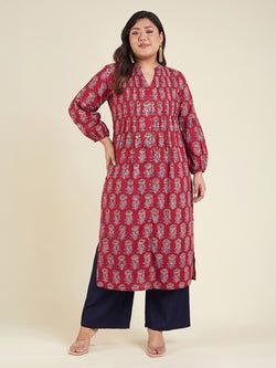 Explore More Plus Size Kurta – Maroon