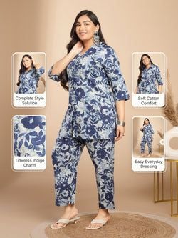 Explore More Plus Size Co-ord Set – Indigo