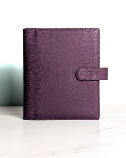 Leather Wrap Covers – Purple Pebble Grain Leather Wrap Planner Cover