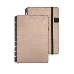 Vegan Leather Snap Planner Covers – Rose Gold Pebble Grain Leather Snap Planner Cover