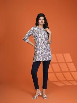 Cream with grey blue