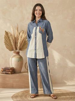 Color – Denim Blue & Cream