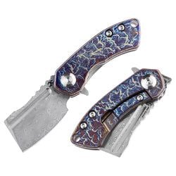Mini Korvid – Lightning Strike Anodized Titanium Damascus