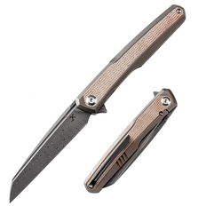 Arcus – Damascus Bronze Ti+Brown Micarta
