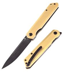 KANSEPT Prickle Flipper Knife Brass Handle (3.53CPM-S35VN Blade