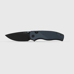 Glaux – Kizer Button Liner Lock™ + Aluminum + Black PVD Coating & Stonewashed