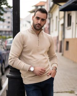Boja – Half Zip Džemper - Bleach Sand