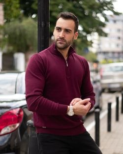 Boja – Half Zip Džemper - Red Mahogany