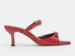 COLOR – CALISTA Red Satin Buckle Detail