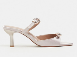 COLOR – CALISTA Dark Beige Satin Buckle-Detail