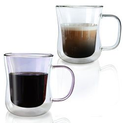 Double Walled Colored Coffee Mugs – Set of 2