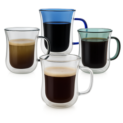 Double Walled Colored Coffee Mugs – Set of 4
