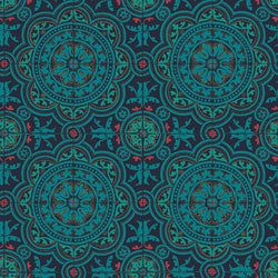 Color – Petrol, Red & Metallic Gold on Ink