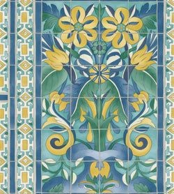 Color – Canary Yellow & China Blue on Teal