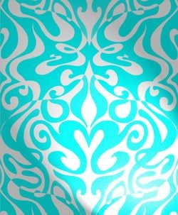 Color – Metallic Silver on Teal