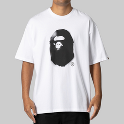 Spray Print Ape Head Relaxed Fit T-Shirt #2 - White