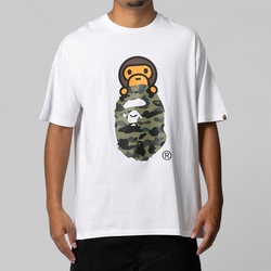 1st Camo Milo On Ape Head T-Shirt - White/Green