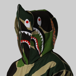 Mega ABC Camo Double Shark Relaxed Fit Hoodie - Green