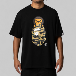 1st Camo Milo On Ape Head T-Shirt - Black/Yellow