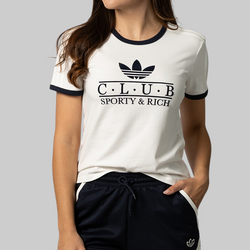 X Sporty & Rich T-Shirt - Off White/Night Navy