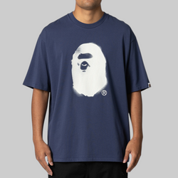 Spray Print Ape Head Relaxed Fit T-Shirt - Navy