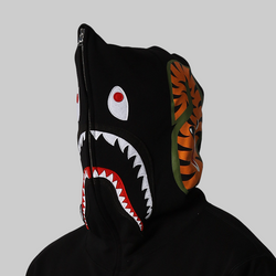 Shark Full Zip Hoodie - Black