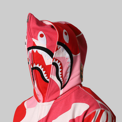 Mega ABC Camo Double Shark Relaxed Fit Hoodie - Pink