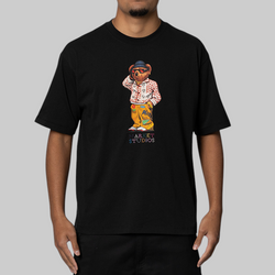 Folk Fitted Bear T-Shirt - Pirate Black