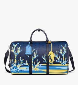 [MCM]★Trevlar Visetos Wickender Bag MCM Visetos Medium Travel Weekend Duffle Bag Black Orange