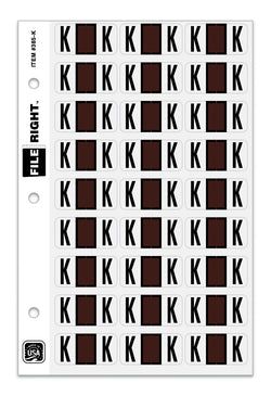 Option – Color-Code Alphabet Letter K, Ring Book, Pkg. of 270 Labels
