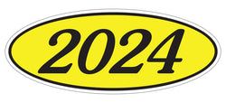 Option – Oval Year Window Sticker - 2024 BLACK on YELLOW - Qty. 12