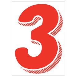 Window Sticker - 7 1/2" Red/White #3 - Qty. 12