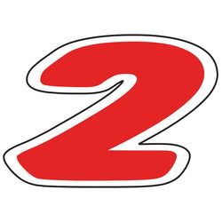 Window Sticker - Red & White Die Cut Numbers #2 - Qty. 12