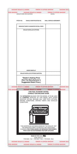 Option – Addendum Sticker - ADD-512 BLACK - Qty. 100