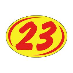 Option – Window Sticker - Rounds - Red on Yellow - 2023 - Qty. 12
