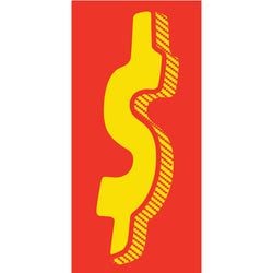 Window Sticker - 7 1/2" Yellow-Red  '$' - Qty. 12