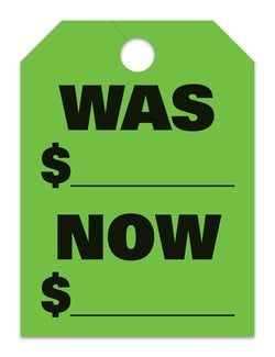 Hang Tags - Was Now - Large, Green - Qty. 50