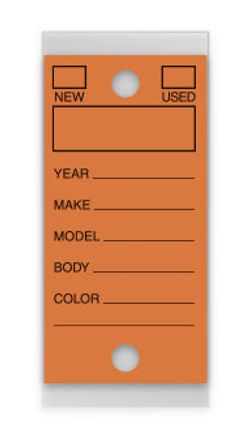 Self-Protect Key Tags - ORANGE #200 - 250 Per Box With Rings