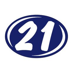 Option – Window Sticker - Rounds - White on Blue - 2021 - Qty. 12