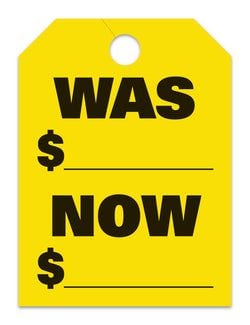 Hang Tags - Was Now - Large, Yellow - Qty. 50