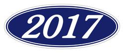 Option – Oval Year Window Sticker - 2017 WHITE on BLUE - Qty. 12